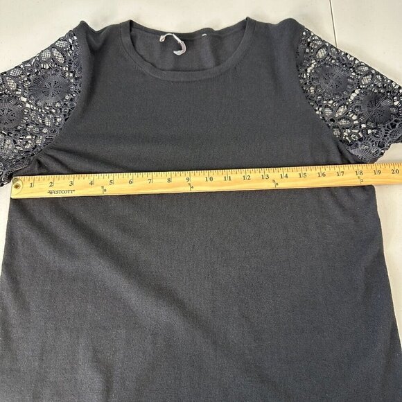Ann Taylor Loft Sweater Size L Black Lace Long Sleeve Sheer Wool blend - Picture 6 of 12